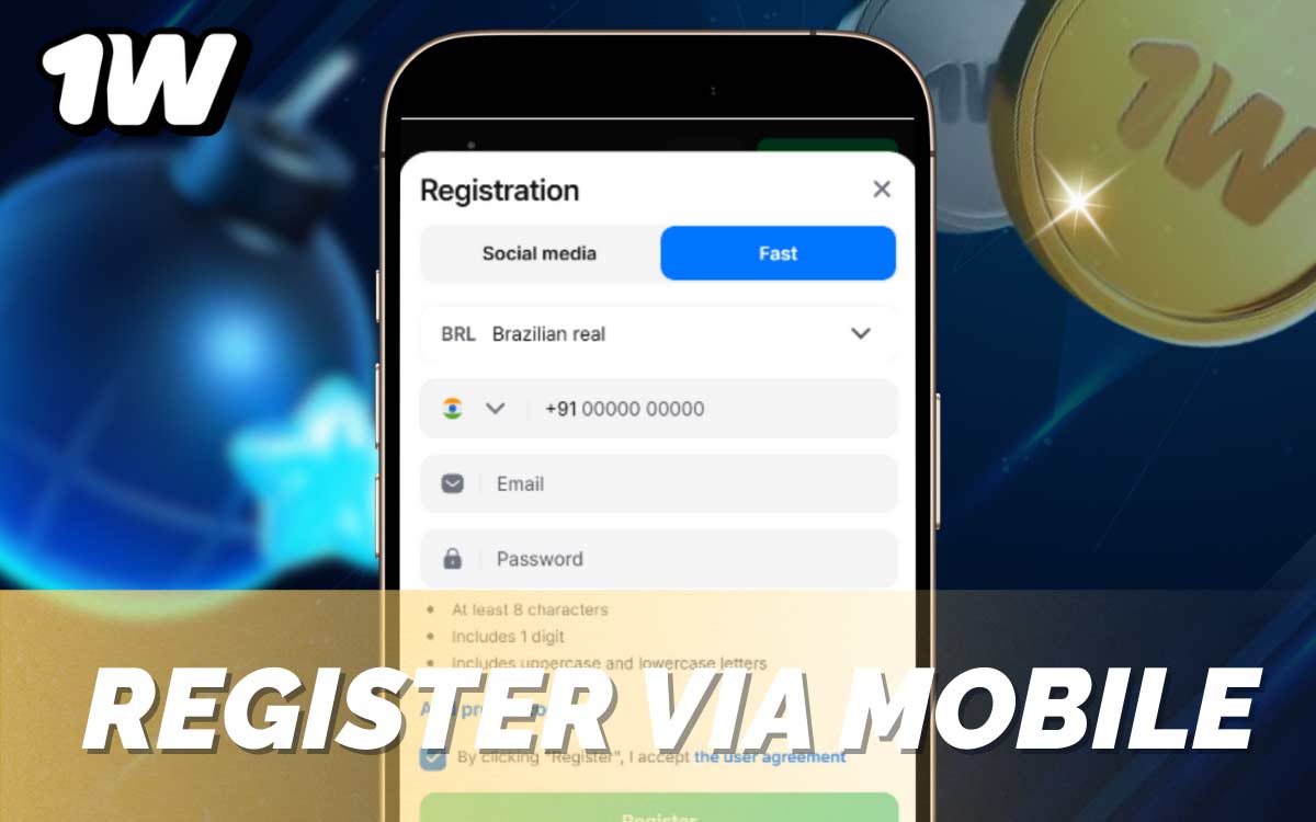 Register via Mobile at 1win