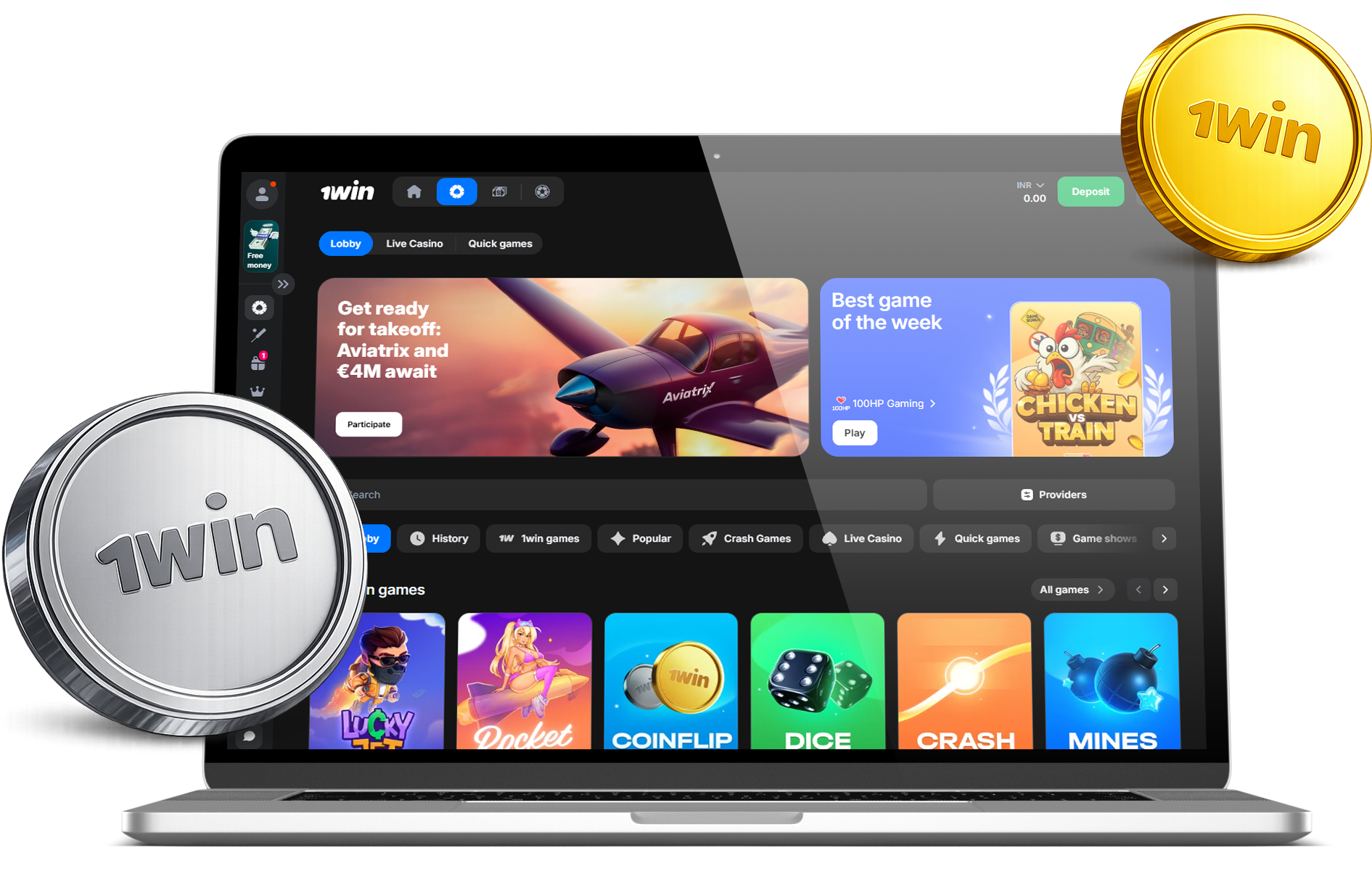 Casino section at 1Win