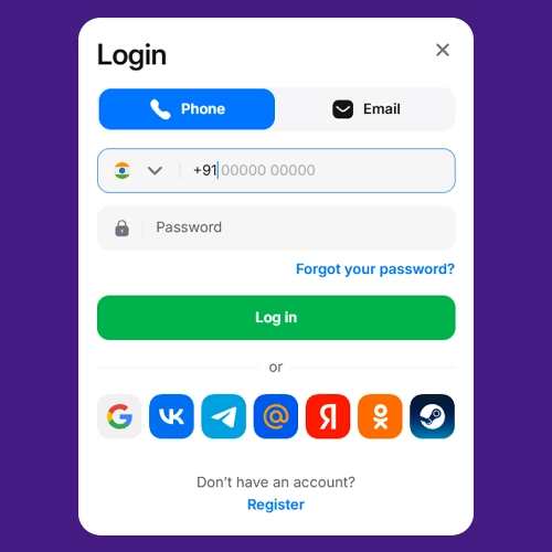 Log in to 1Win account