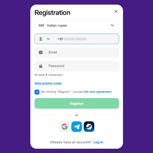 Register 1Win India account