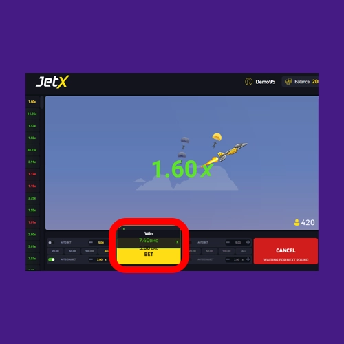 Cash out JetX on 1Win