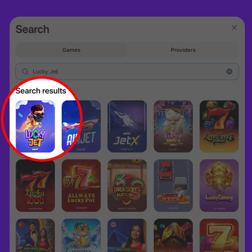 Place Lucky Jet bet and cash out