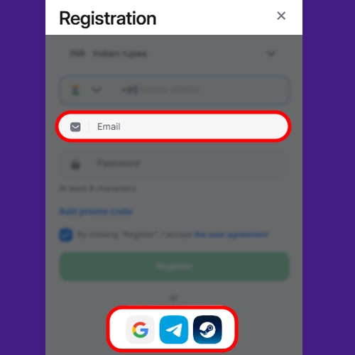 Choose 1Win sign up method